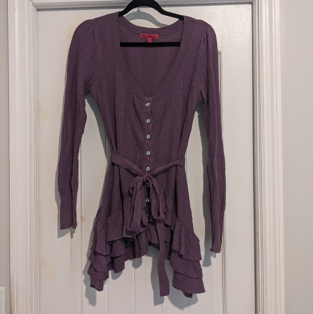 Y2K Vintage Betsey Johnson Peplum Cardigan Sz L